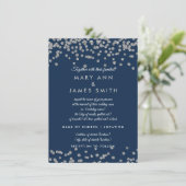 Vow Renewal Silver Imitats Glitzer Confetti Navy B Einladung (Stehend Vorderseite)