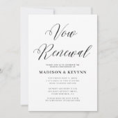 Vow Renewal Simple Black and White Typografy Einladung (Vorderseite)