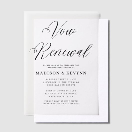 Vow Renewal Simple Black and White Typografy Pergament Einladungen (Versetzt)