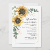 Vow Renewal Sunflower Eukalyptus Greenery Script Einladung (Vorderseite)