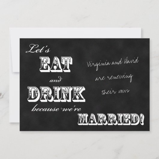 Vow Renewal Vintag Black Chalkboard Einladung (Vorderseite)