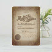 Vow Renewal Vintage Wedding Certificate  Einladung (Stehend Vorderseite)