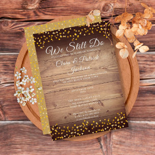 Vow Renewal We Still Do Golden Love Hearts Rustic Einladung