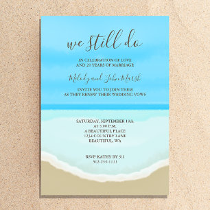 Vow Renewal Wedding Watercolor Beach Einladung