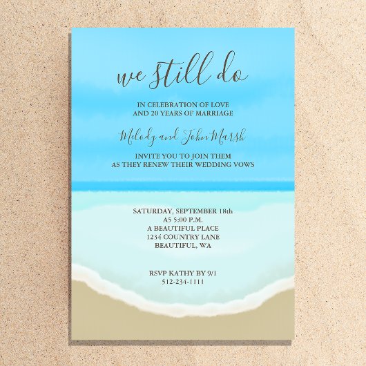 Vow Renewal Wedding Watercolor Beach Einladung