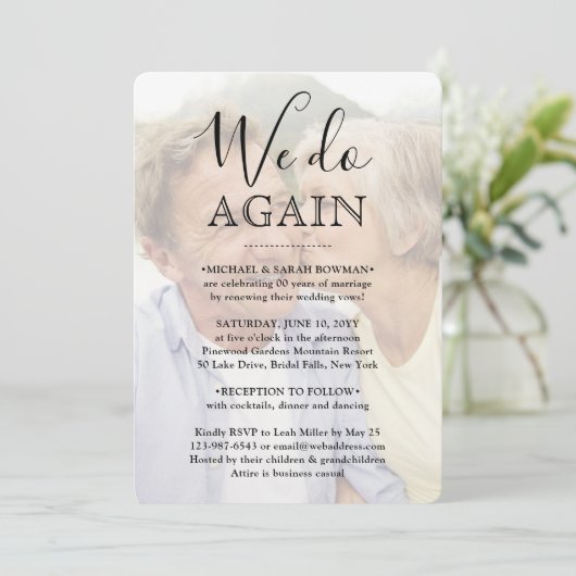 Vow Verlängerung 2 Foto Overlay Wir machen wieder Einladung (Stehend Vorderseite)