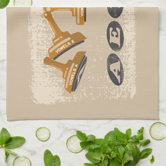 Vowels AEIOU Englisch Geschirrtuch (Gefaltet)