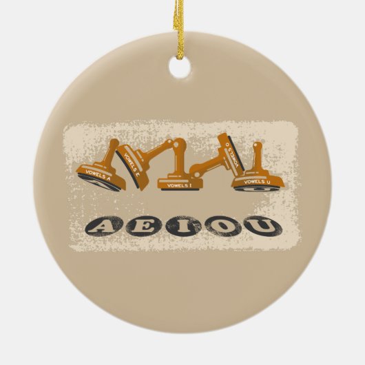 Vowels AEIOU Englisch Keramik Ornament (Hinten)
