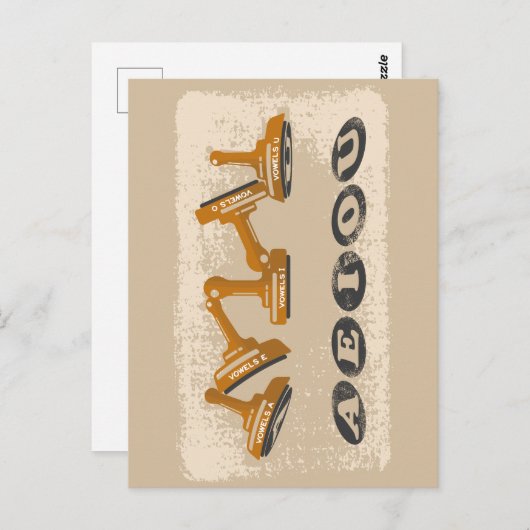 Vowels AEIOU Englisch Postkarte (Vorne/Hinten)