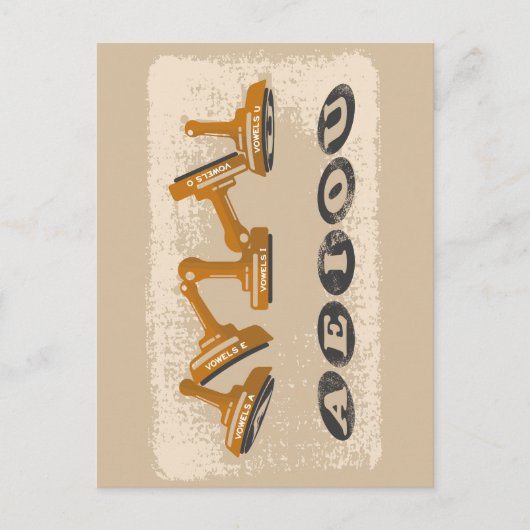 Vowels AEIOU Englisch Postkarte (Vorderseite)