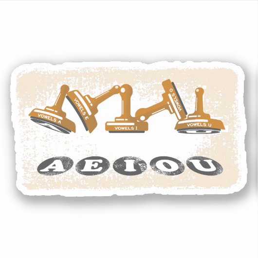 Vowels AEIOU Englische Sprache Grammar Aufkleber (Vorderseite)