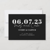 Vows and Cake Funny Minimalistisch Hochzeit Save The Date (Vorderseite)