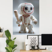 Voxel-Baseball-Maskottchen-Charakter Poster (Heimbüro)