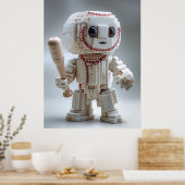 Voxel-Baseball-Maskottchen-Charakter Poster (Küche)
