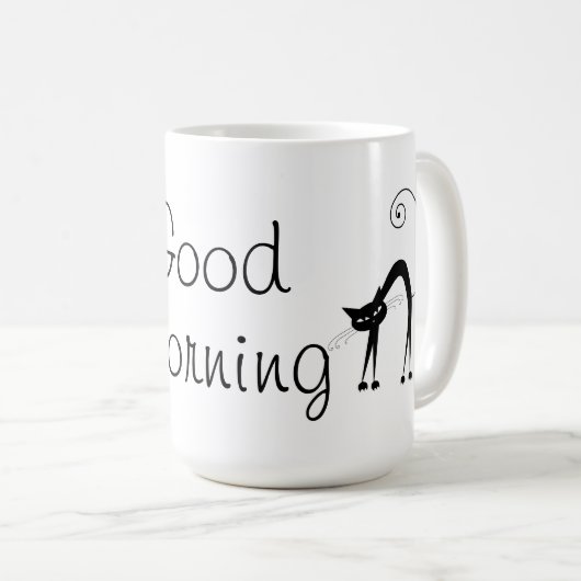 Voxkitty schwarze Katze - guter Morgen Kaffeetasse (VorderseiteRechts)