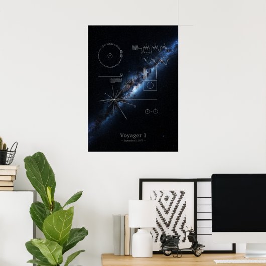 Voyager 1 plaque & Milky Way Galaxy Panorama Poster (Heimbüro)