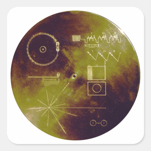 Voyager 1 und 2 Golden Record Sounds of Earth Quadratischer Aufkleber (Vorderseite)