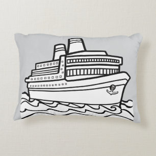 Voyager's Pride Pillow - Timeless Ocean Liner Art Dekokissen