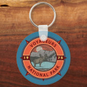 Voyageurs National Park Moose Retro Compass Emblem Schlüsselanhänger (Vorderseite)