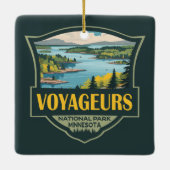 Voyageurs Nationalpark Illustration Retro Abzeiche Keramikornament (Rückseite)