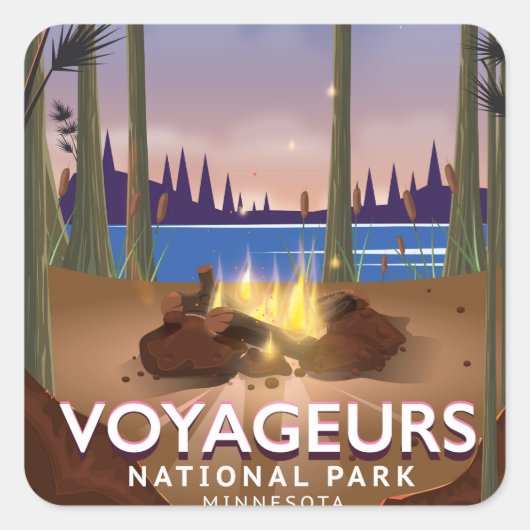 Voyageurs Nationalpark Minnesota Reiseplakat Quadratischer Aufkleber (Vorderseite)