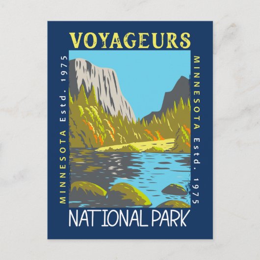 Voyageurs Nationalpark Minnesota Retro erschüttert Postkarte (Vorderseite)