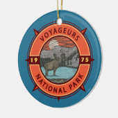 Voyageurs Nationalpark Moose Retro Kompass Emblem Keramik Ornament (Links)