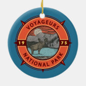 Voyageurs Nationalpark Moose Retro Kompass Emblem Keramik Ornament (Hinten)