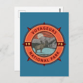 Voyageurs Nationalpark Moose Retro Kompass Emblem Postkarte (Vorne/Hinten)