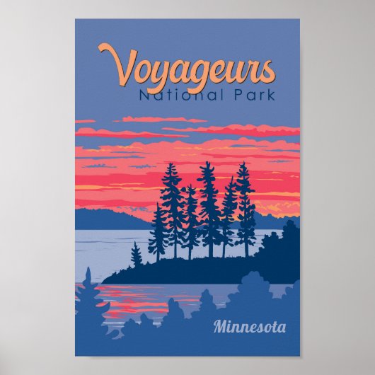 Voyageurs Nationalpark Rainy Lake Illustration Poster (Vorne)