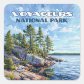 Voyageurs Nationalpark Rainy Lake Minnesota Quadratischer Aufkleber (Vorderseite)