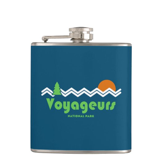 Voyageurs Nationalpark Retro Flachmann (Vorderseite)