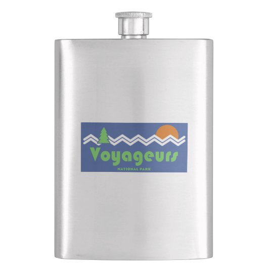 Voyageurs Nationalpark Retro Flachmann (Vorderseite)