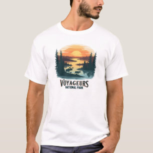 Voyageurs Nationalpark Retro Sunset Moose T-Shirt