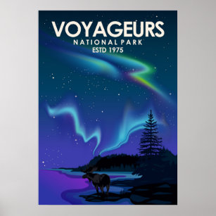 Voyageurs Nationalpark Vintag Minimaler Travel Poster