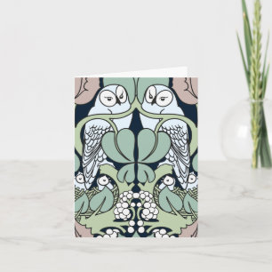 Voysey Art Nouveau Eulen-Nest-Muster-Notizkarten Karte