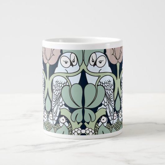 Voysey Art Nouveau Owl Nest Muster Jumbo Tasse (Vorderseite)