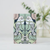 Voysey Art Nouveau Owl Nest Muster Postkarte (Stehend Vorderseite)