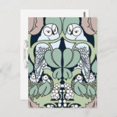 Voysey Art Nouveau Owl Nest Muster Postkarte (Vorne/Hinten)