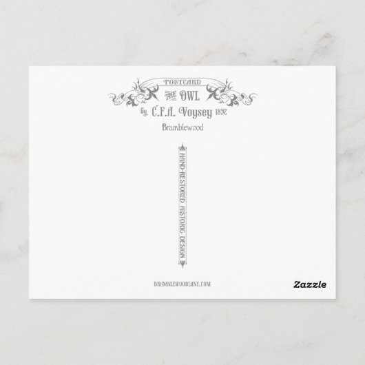Voysey Art Nouveau Owl Nest Muster Postkarte (Rückseite)