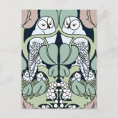 Voysey Art Nouveau Owl Nest Muster Postkarte (Vorderseite)