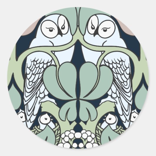 Voysey Art Nouveau Owl Nest Muster Stickers (Vorderseite)