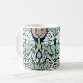 Voysey Art Nouveau Owl Nest Pattern Kaffeemaschine Kaffeetasse (Vorderseite Links)