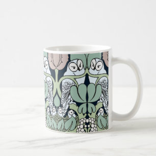 Voysey Art Nouveau Owl Nest Pattern Kaffeemaschine Kaffeetasse