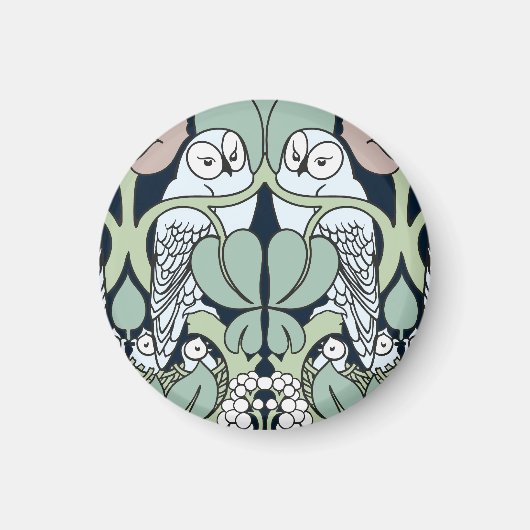 Voysey Art Nouveau Owl Nest Pattern Magnet (Vorne)