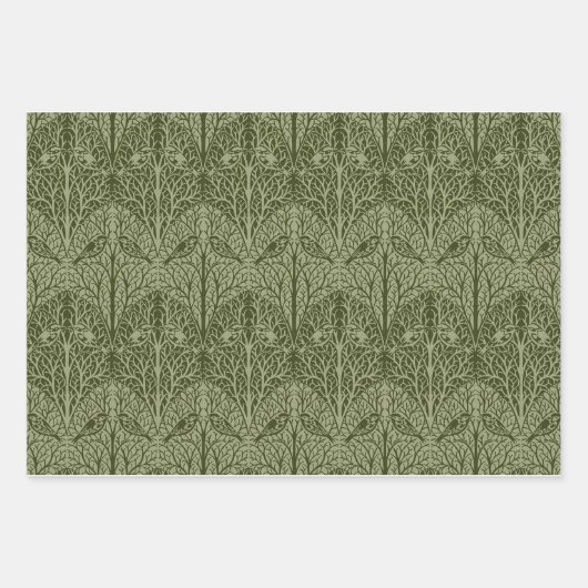 Voysey in Green 19" x 29" Packpapier Sheets Geschenkpapier Set (Vorderseite)