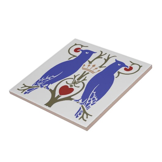 Voysey Love Birds Keramik TIle (hell) Fliese (Seite)