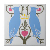 Voysey Love Birds Keramik TIle (Light) Fliese (Vorderseite)
