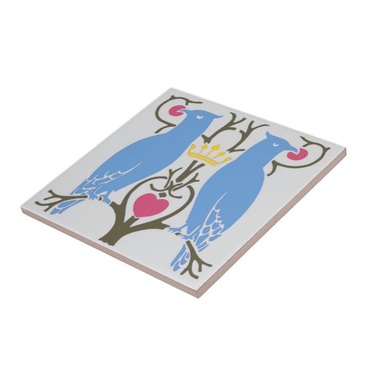 Voysey Love Birds Keramik TIle (Light) Fliese (Seite)