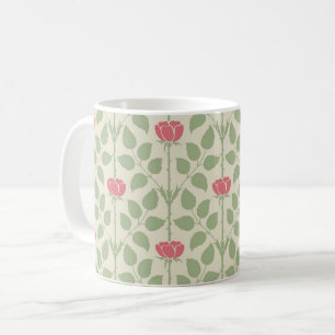 Voyseys Briar-Rose, Deep Pink auf Elfenbeinkaffee- Kaffeetasse